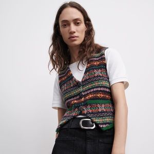 Zara Jacquard Knit Sweater Vest